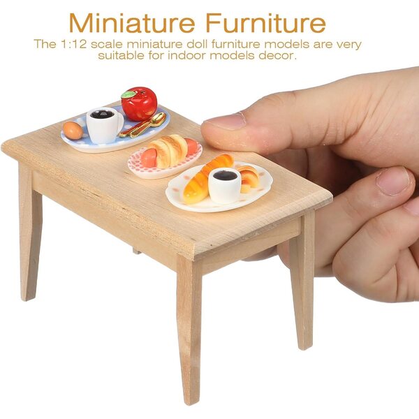 GARVALON Set Tavolo e 6 Sedie in Miniatura per Casa delle Bambole 1:12