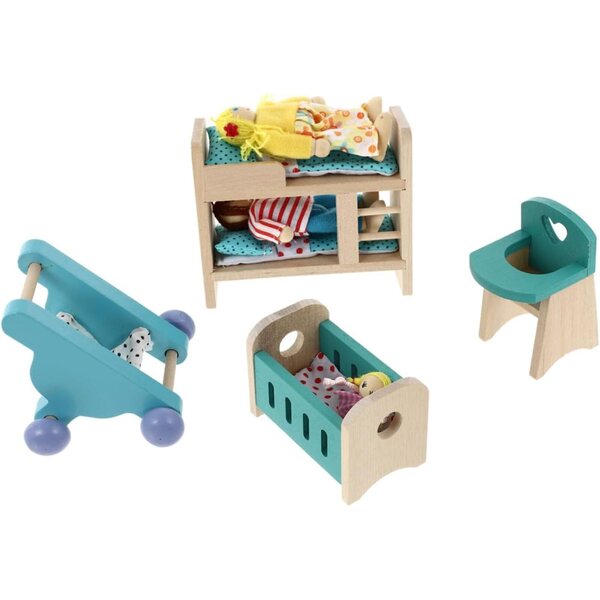 Mini Mobiletto in Legno per Casa delle Bambole Blu - Arredamento Miniatura Realistico