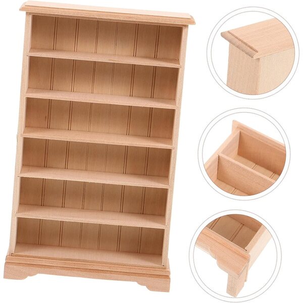 Mini Armadio in Legno per Casa delle Bambole - Libreria in Miniatura Decorativa