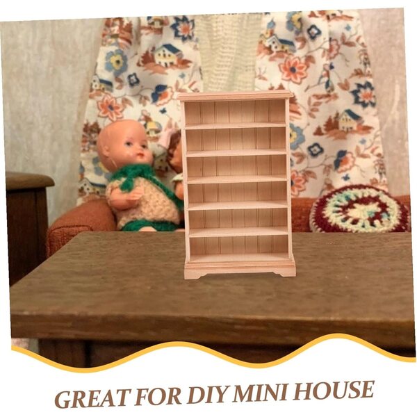 Mini Armadio in Legno per Casa delle Bambole - Libreria in Miniatura Decorativa