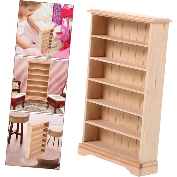 Mini Armadio in Legno per Casa delle Bambole - Libreria in Miniatura Decorativa