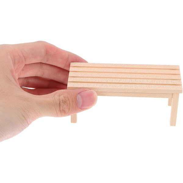 Eringogo Holzbank, Mini-Dekoration, Puppenhaus, Modellierung, 9 x 3,7 x 3,6 cm