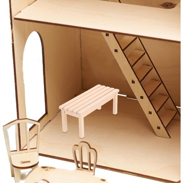 Eringogo Holzbank, Mini-Dekoration, Puppenhaus, Modellierung, 9 x 3,7 x 3,6 cm