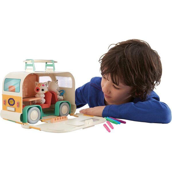 TOMY Fuzzikins Camper Van: Kreativset mit Wohnmobil und 2 Kätzchen zum Ausmalen