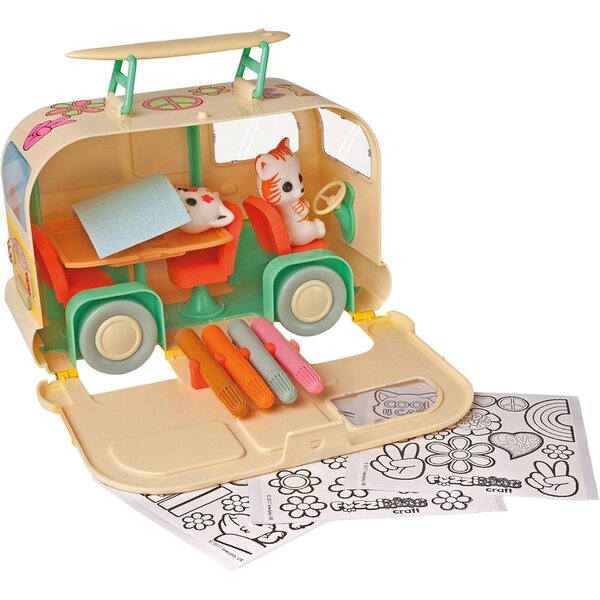 TOMY Fuzzikins Camper Van: Kreativset mit Wohnmobil und 2 Kätzchen zum Ausmalen