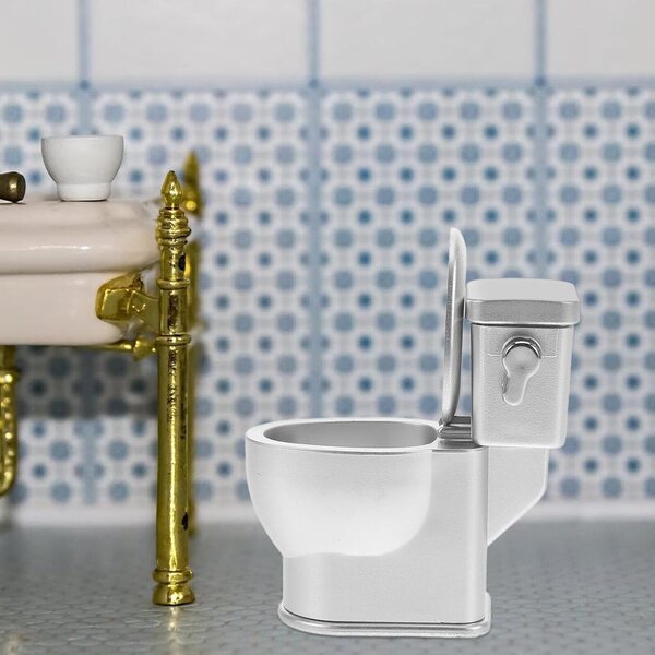 Mini-Toilette aus robustem ABS für Puppenhaus mit wiederaufladbaren Geräuschen