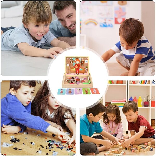 2-in-1 magnetisches Holzspielzeug zum Verkleiden und Puzzlen ab 3 Jahren Firulab