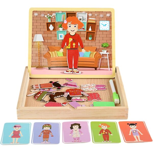 2-in-1 magnetisches Holzspielzeug zum Verkleiden und Puzzlen ab 3 Jahren Firulab