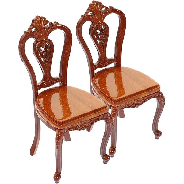 Alasum 2 Pezzi Mini Sedie Retro in Lega di Zinco per Casa delle Bambole, 7,6x4x3,7 cm