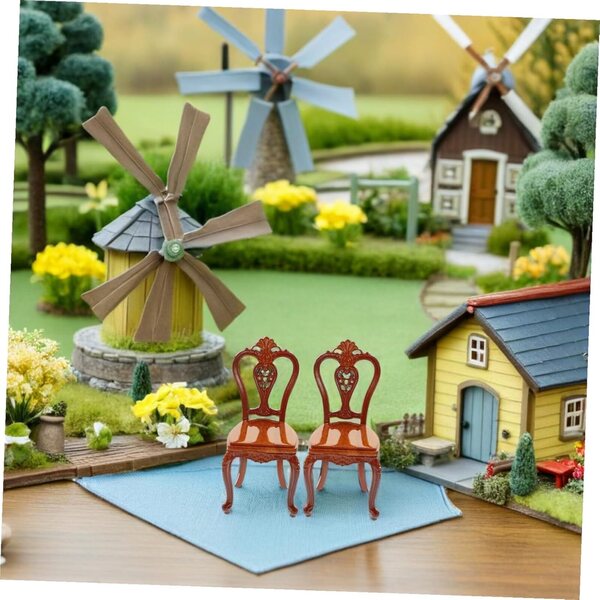 Alasum 2 Pezzi Mini Sedie Retro in Lega di Zinco per Casa delle Bambole, 7,6x4x3,7 cm