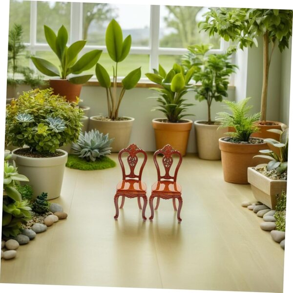 Alasum 2 Pezzi Mini Sedie Retro in Lega di Zinco per Casa delle Bambole, 7,6x4x3,7 cm