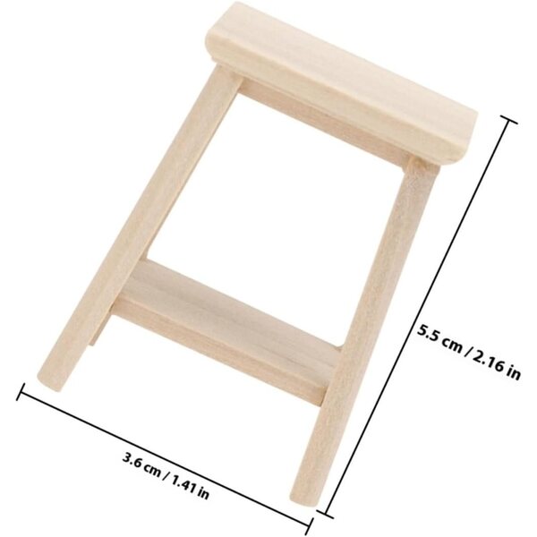 Mini sgabelli in legno per case delle bambole, 2 pezzi 5,5x3,6x2,7 cm beige