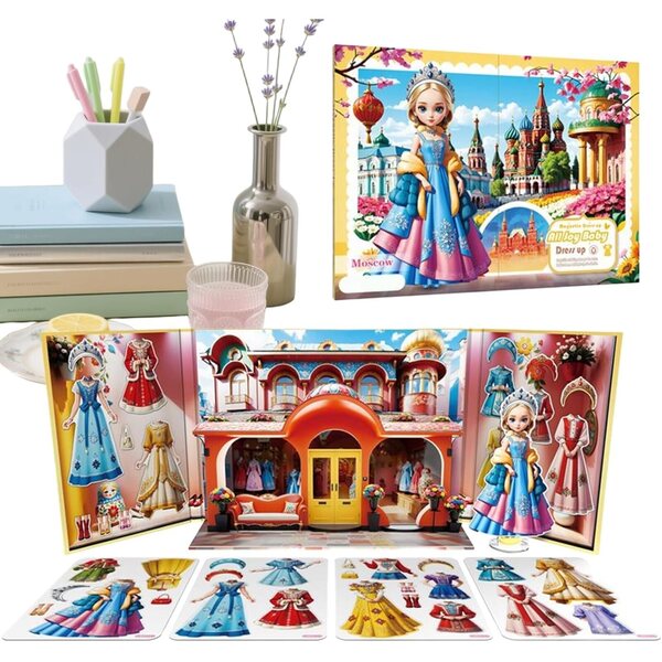 Magnetisches Anziehspiel für Mädchen, tragbares Prinzessinnen-Lernpuzzle