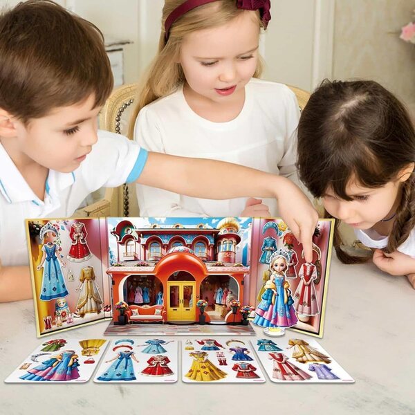 Magnetisches Anziehspiel für Mädchen, tragbares Prinzessinnen-Lernpuzzle