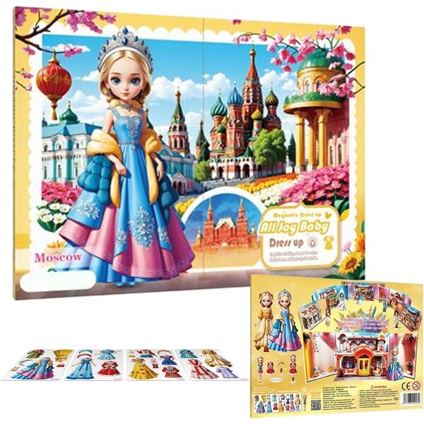 Magnetisches Anziehspiel für Mädchen, tragbares Prinzessinnen-Lernpuzzle