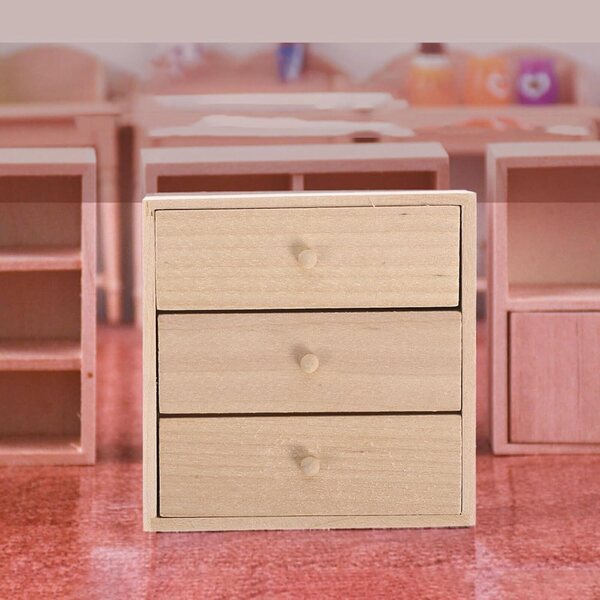 ORFOFE Mobiletto in Legno Miniatura per Casa delle Bambole 7,5x7,5x2,9 cm