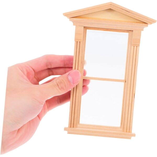 Set 2 Mini Finestre in Legno per Casa delle Bambole, Decorazione Creativa e Fai da Te