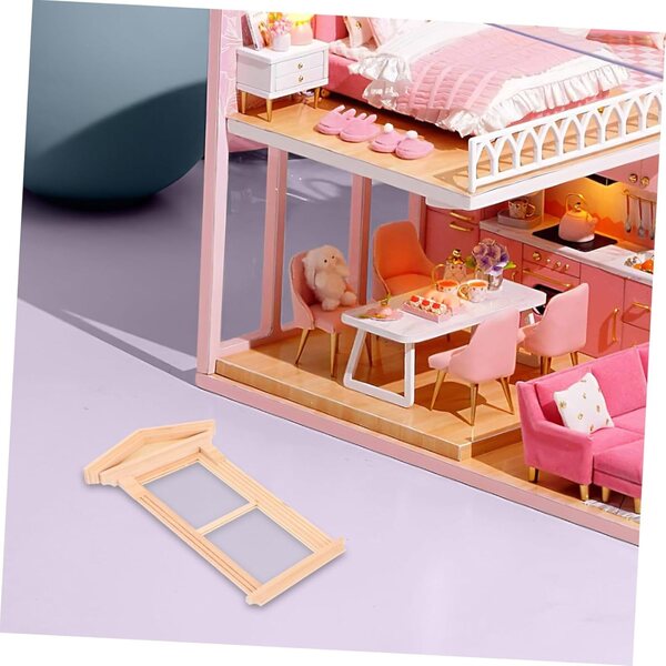 Set 2 Mini Finestre in Legno per Casa delle Bambole, Decorazione Creativa e Fai da Te