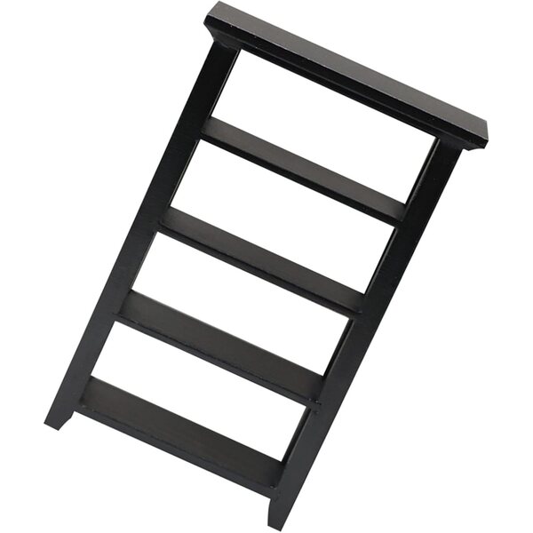 Scaffale Portafiori in Miniatura Nero 4 Livelli per Casa delle Bambole in Legno