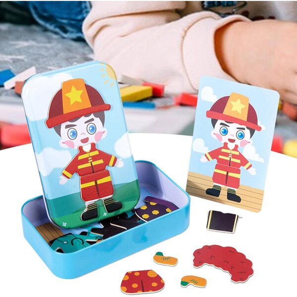 Magnetisches Holzpuzzle für Kinder ab 3 Jahren – Kreatives Zuordnungs- und Lernspiel