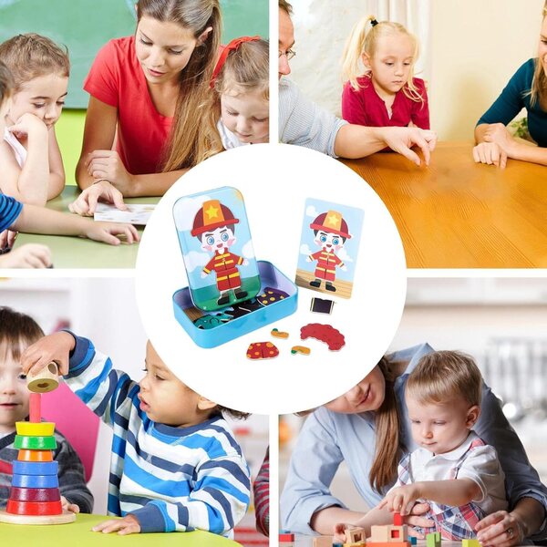 Magnetisches Holzpuzzle für Kinder ab 3 Jahren – Kreatives Zuordnungs- und Lernspiel