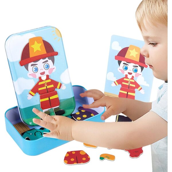 Magnetisches Holzpuzzle für Kinder ab 3 Jahren – Kreatives Zuordnungs- und Lernspiel