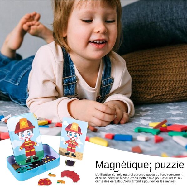 Magnetisches Holzpuzzle für Kinder ab 3 Jahren – Kreatives Zuordnungs- und Lernspiel