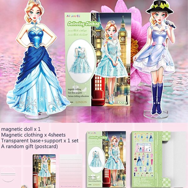 Magnetisches Set aus Papier-Anziehpuppen für Mädchen – kreatives und lehrreiches Spiel