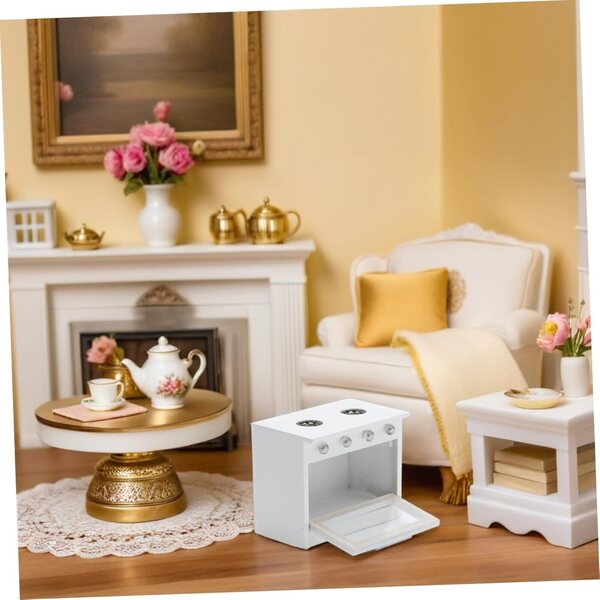 Beaupretty Mini Fornello da Cucina in Plastica Bianco per Casa delle Bambole
