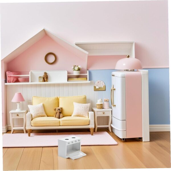 Beaupretty Mini Fornello da Cucina in Plastica Bianco per Casa delle Bambole