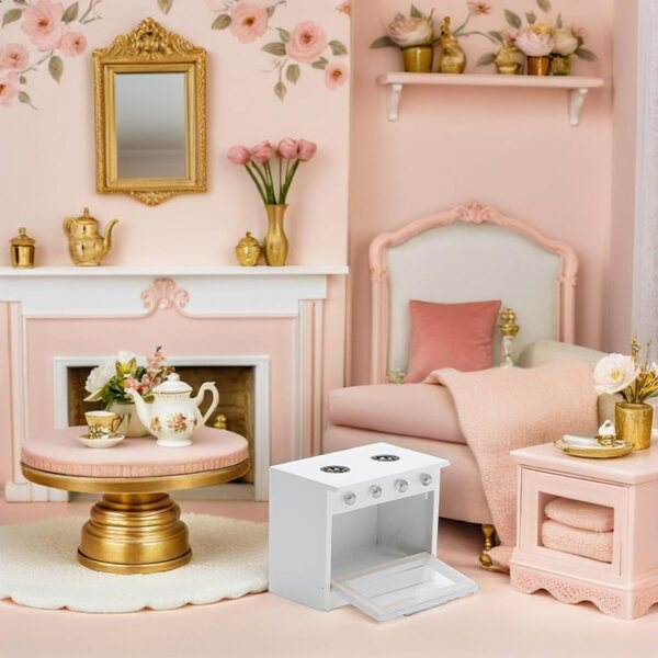 Beaupretty Mini Fornello da Cucina in Plastica Bianco per Casa delle Bambole
