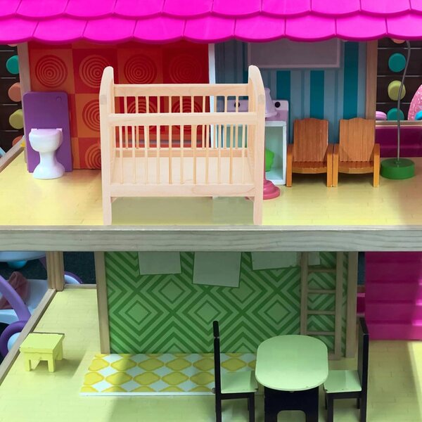 1/12 Miniatur-Holzwiege für Puppen, Dekoration und multifunktionales Spielzeug