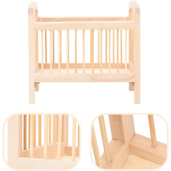 1/12 Miniatur-Holzwiege für Puppen, Dekoration und multifunktionales Spielzeug
