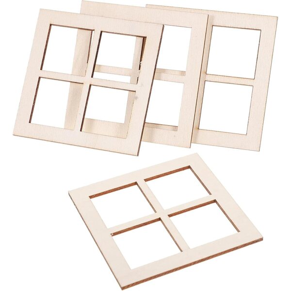VICASKY Mini-Holzfenster für Puppenhaus-Set, 16-teilig, Rahmen, 4 Gitter