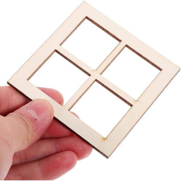 VICASKY Mini-Holzfenster für Puppenhaus-Set, 16-teilig, Rahmen, 4 Gitter