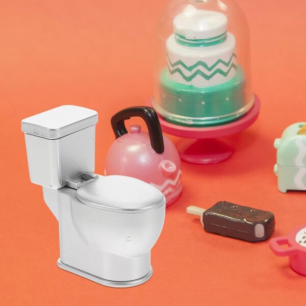 Mini WC in ABS con Suono e Scarico per Casa delle Bambole - Accessorio Decorativo Bagno in Miniatura