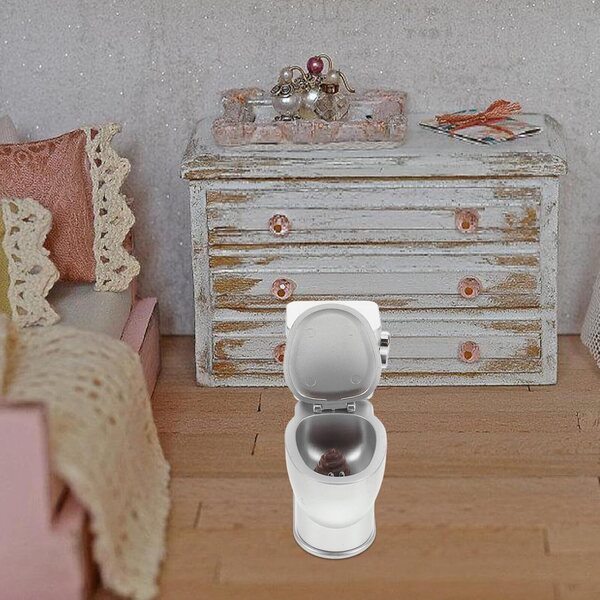 Mini WC in ABS con Suono e Scarico per Casa delle Bambole - Accessorio Decorativo Bagno in Miniatura