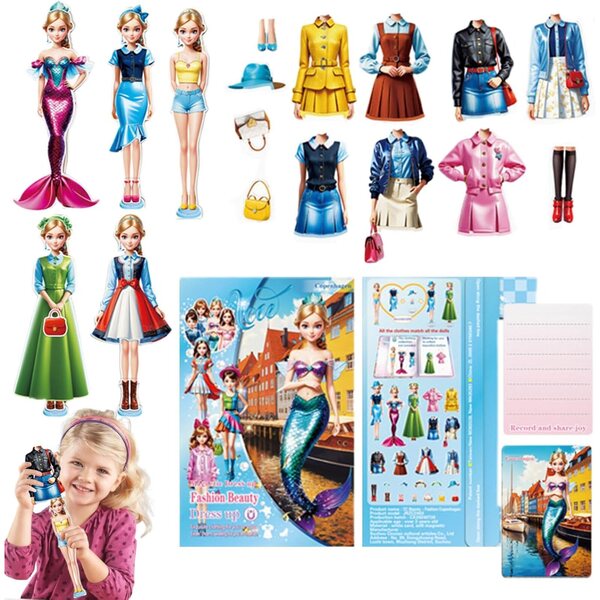 Buch mit magnetischen Aufklebern zum Anziehen – Mode- und Kreativitäts-Lernspiel für Kinder