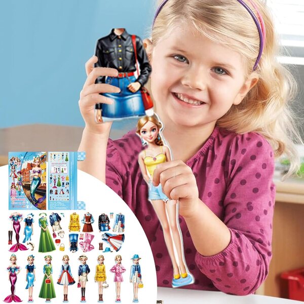 Buch mit magnetischen Aufklebern zum Anziehen – Mode- und Kreativitäts-Lernspiel für Kinder