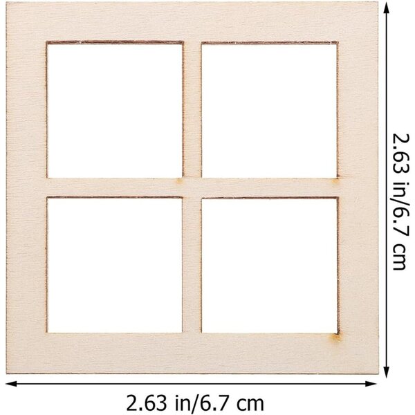 KOMBIUDA 16 Finestre in Legno Non Colorato per Casa delle Bambole Miniatura Realistica