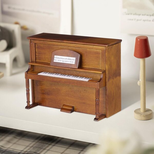 Realistisches dekoratives Mini-Klavier- und Holzhocker-Set für das Puppenhaus