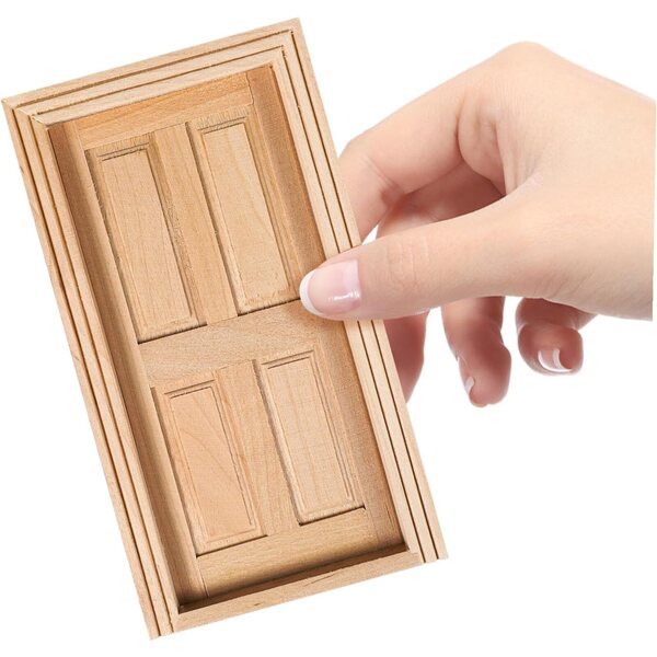 Porta in Miniatura in Legno Realistica per Casa delle Bambole 16x8,8 cm Beige