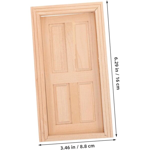 Porta in Miniatura in Legno Realistica per Casa delle Bambole 16x8,8 cm Beige