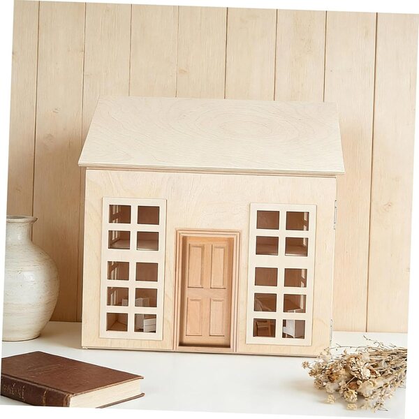 Porta in Miniatura in Legno Realistica per Casa delle Bambole 16x8,8 cm Beige