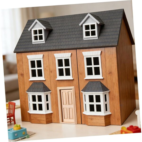 Porta in Miniatura in Legno Realistica per Casa delle Bambole 16x8,8 cm Beige