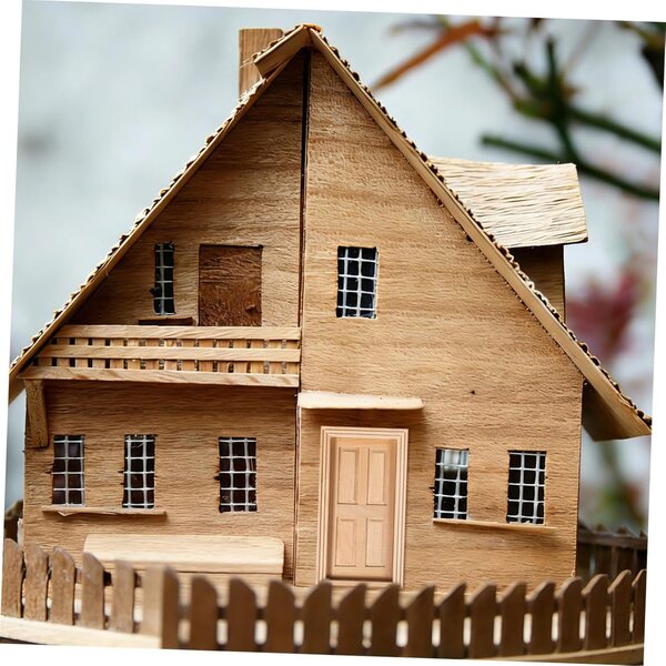 Porta in Miniatura in Legno Realistica per Casa delle Bambole 16x8,8 cm Beige