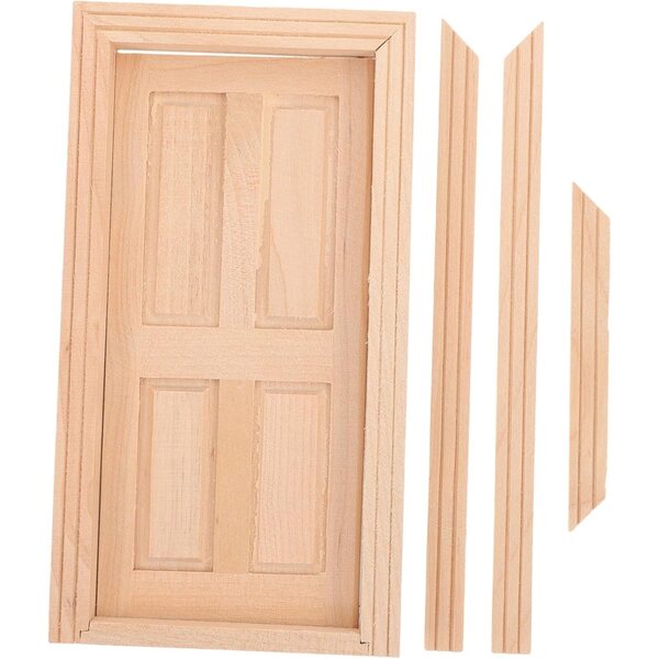 Porta in Miniatura in Legno Realistica per Casa delle Bambole 16x8,8 cm Beige