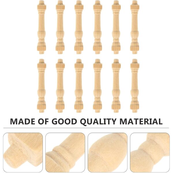 12 Pezzi Corrimano in Legno Beige per Case delle Bambole Miniature Fai da Te