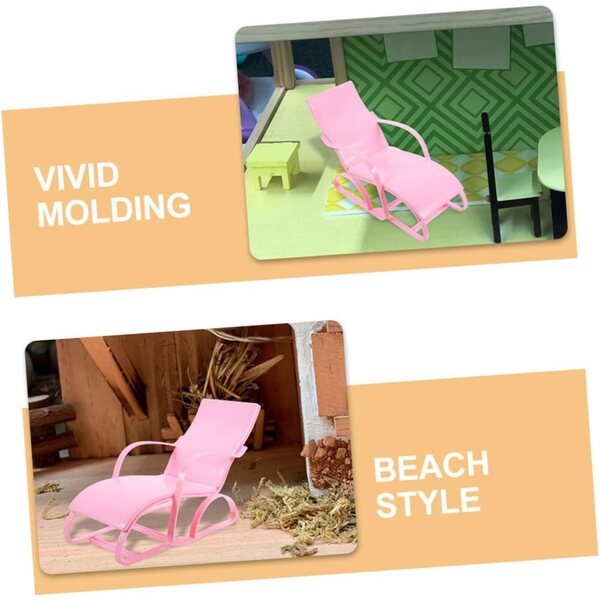 2 Sedie da Spiaggia in Miniatura Rosa per Bambole - Decorazioni Micro Paesaggio