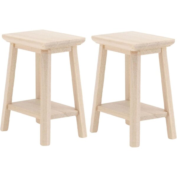 Alasum 2 pezzi Sgabelli in Miniatura Legno Beige per Casa delle Bambole e Decorazioni